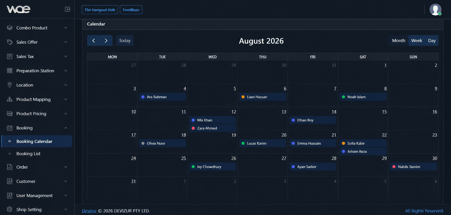 Booking Calendar